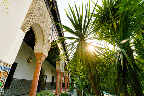 Oriental garden of he Great Mosque in Paris city