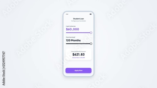 Student Loan Calculator Smartphone UI Animation Screen