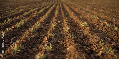 Newly Planted Crop Rows Gro...