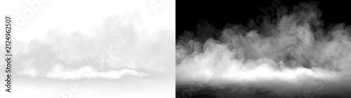 Cuadro en lienzo Dense fog layer covering the ground with thick billowing smoke clouds rolling al