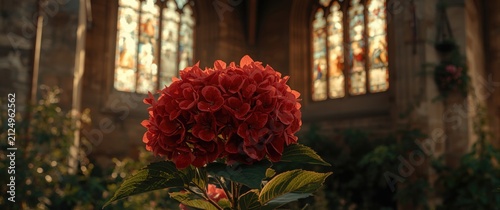 Red Hydrangea Flower in Sof...