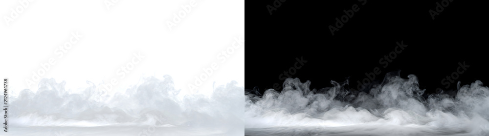 Naklejka premium Ground fog and swirling smoke rolling along the horizon with dense misty clouds for cinematic design projects in PNG, Transparent and Black Background Versions
