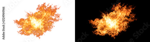 Obraz na plátně Intense fireball explosion blasting outward with a bright white hot core and bil