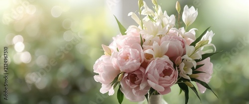 Pink Peony and White Flower...