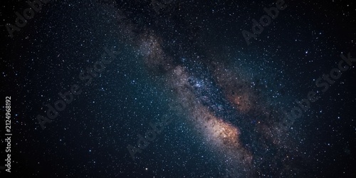 Milky Way Galaxy in a Dark Starry Sky with Cosmic Colors