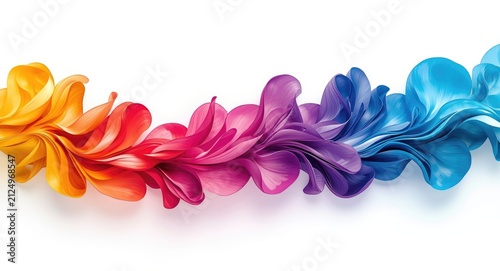 Colorful Wave of Flowing Paper Petals in a Gradient Spectrum