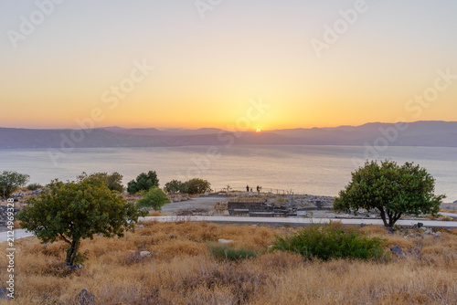 Sunset view of Sussita (Hippos) NP, and Sea of Galilee