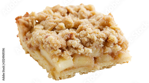 Принти на полотні Golden brown apple crumble bar with flaky crust, isolated on transparent backgro