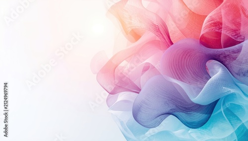 Abstract Waves of Pink and Blue Fluid Shapes on Soft Background