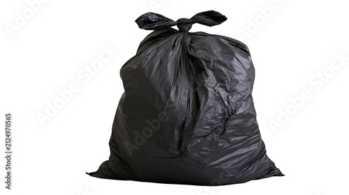 Cuadro en lienzo Full black garbage bag tied with a knot, isolated on transparent background