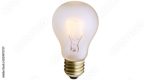 Принти на полотні Frosted incandescent light bulb with glowing filament, isolated on transparent b