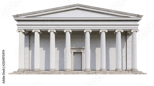 Bild auf Leinwand Neoclassical white marble building with Ionic columns, isolated on transparent b