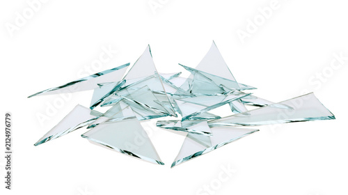 Принти на полотні Sharp jagged clear glass shards scattered, isolated on transparent background