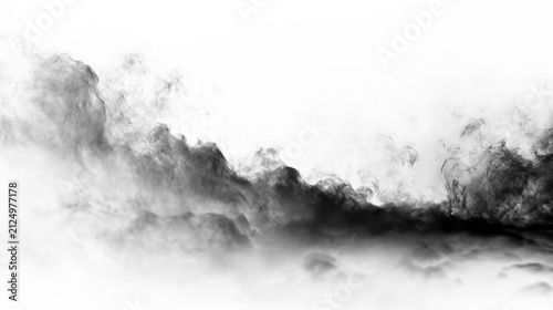 Photography Black smoke on a transparent background flowing from left to right in an undefin