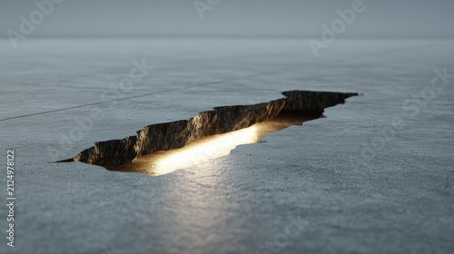 Cracked stone surface revealing bright golden interior