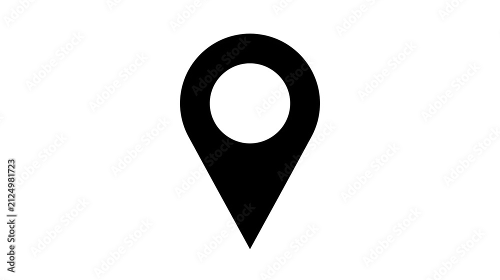 Obraz premium Black map pin icon location marker symbol, isolated on transparent background
