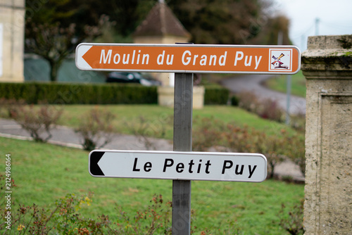 French Street Sign Indicating Route du Moulin des Puys