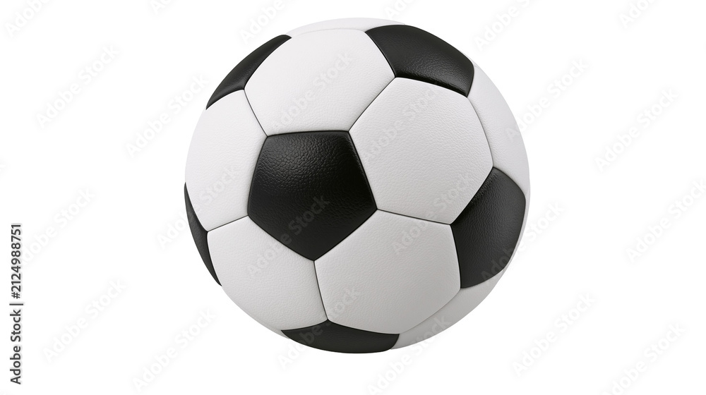 Fototapeta premium Classic black and white soccer ball, isolated on transparent background