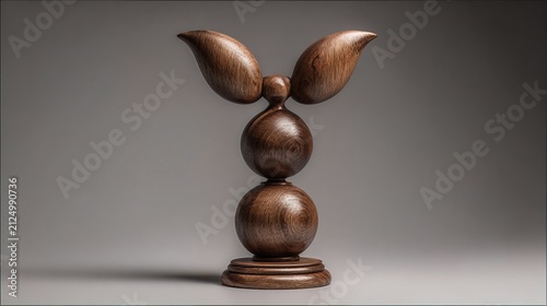 Elegant Wooden Bunny Sculpture with Smooth Finish.