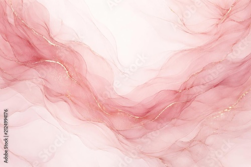 Soft Pink Fabric Draping with Golden Accents on White Background