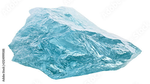 Obraz na płótnie Raw aquamarine gemstone chunk with rough texture, isolated on transparent backgr