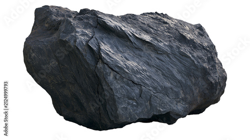 Foto Rough dark gray slate rock with sharp edges, isolated on transparent background