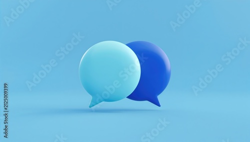 Two Speech Bubbles in Light and Dark Blue on a Solid Blue Background