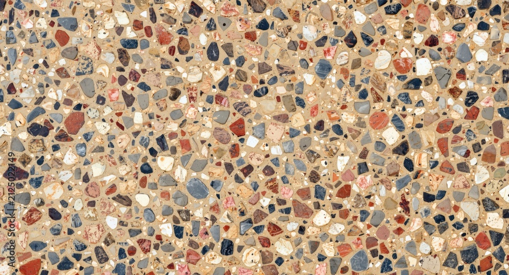 Fototapeta premium Textured Aggregate Surface with Colorful Pebbles in Natural Patterns