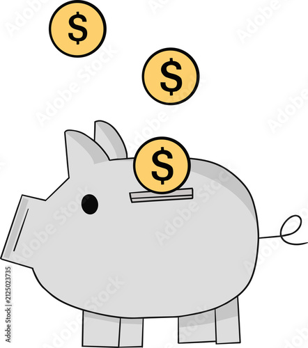 Piggy Bank with Dollar Sign and Money Savings Concept, Pink Piggy Bank for Finance, Banking, Investment, Wealth and Cash Management Vector Illustration