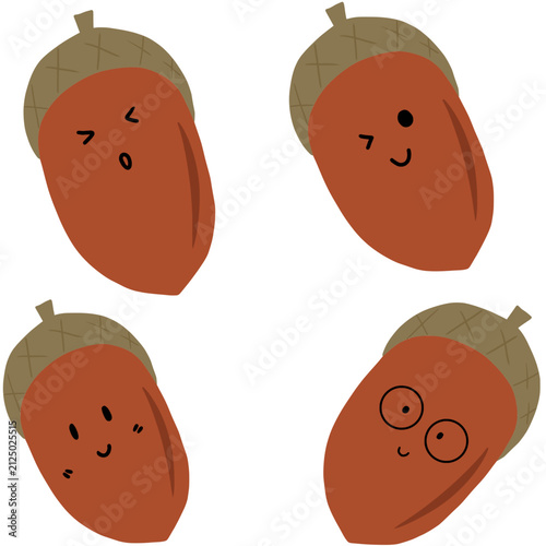 Cute acorn facial expression illustration 