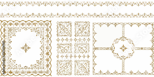 Foto Gold floral ornament set on a white background