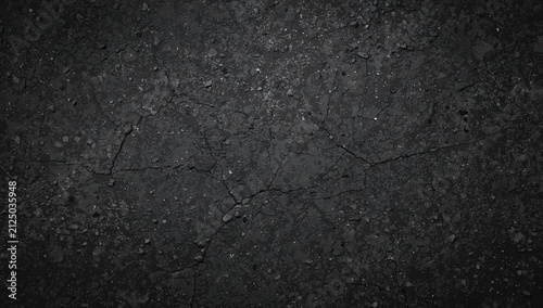 Rugged Dark Asphalt Texture with Cracks and Gravel Particles