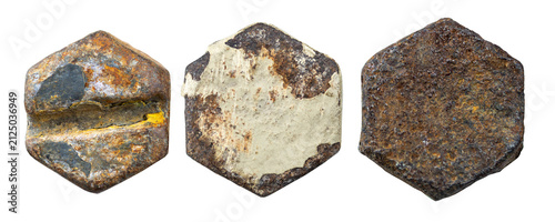 Heavy patina and pitting define the contours of vintage hardware pieces