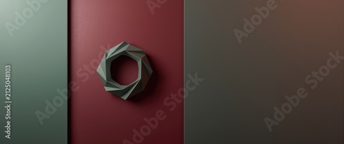 Geometric Sculpture on Modern Wall in Earthy Tones