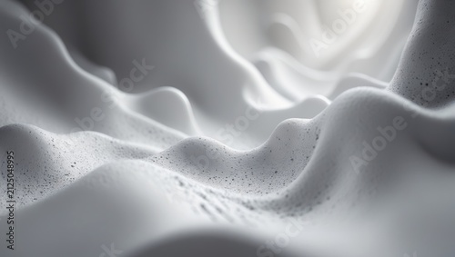 Abstract White Textured Surface with Smooth Waves and Soft Shadows