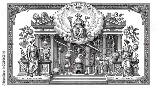 Bild auf Leinwand Vintage Science and Alchemy Illustration