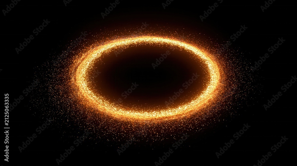 Naklejka premium Glowing golden particle ring symbolizing premium digital connection, innovation and next generation technology background
