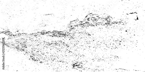 Distressed texture with rough edges and speckled pattern grunge. Glitch distorted grungy isolated layers. crack halftone dots. White background with scattered black scratches.