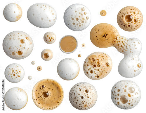Coffee Foam Bubbles and Splashes Isolated Collection
