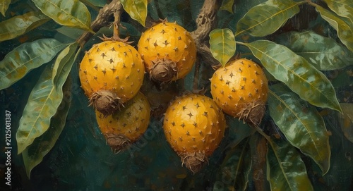 Ripe Yellow Fruits on Branch Surrounded by Green Leaves