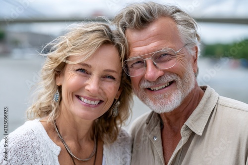Mature couple smiling at camera showing their bond and happiness