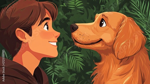 Human and Dog Friendship and Reward Training. AI generated