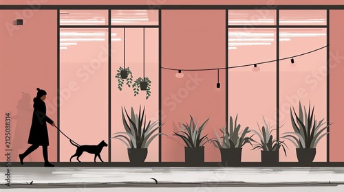 Owner Obedience Training Dog Flat Style Illustration. AI generated