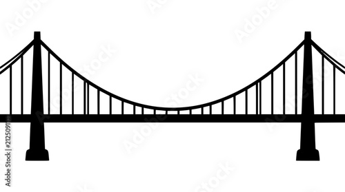 Suspension bridge silhouette icon vector illustration isolated on white