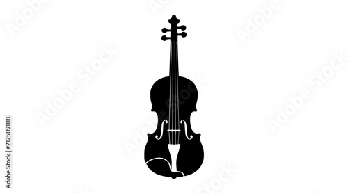 Violin Silhouette Icon Vector Illustration on White Background