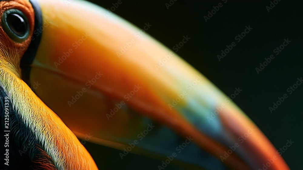 Obraz premium Extreme close up portrait of a vibrant toucan beak.