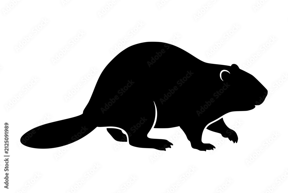 Fototapeta premium Beaver silhouette isolated on white background
