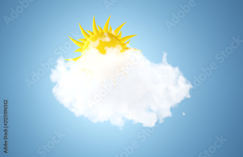 Sun and cloud on blue background