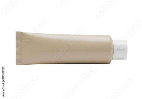 Beige tube of cream on a surface isolated on transparent background