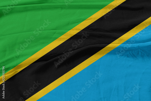 Tanzania Flag Wind Waves Fabric in Breeze